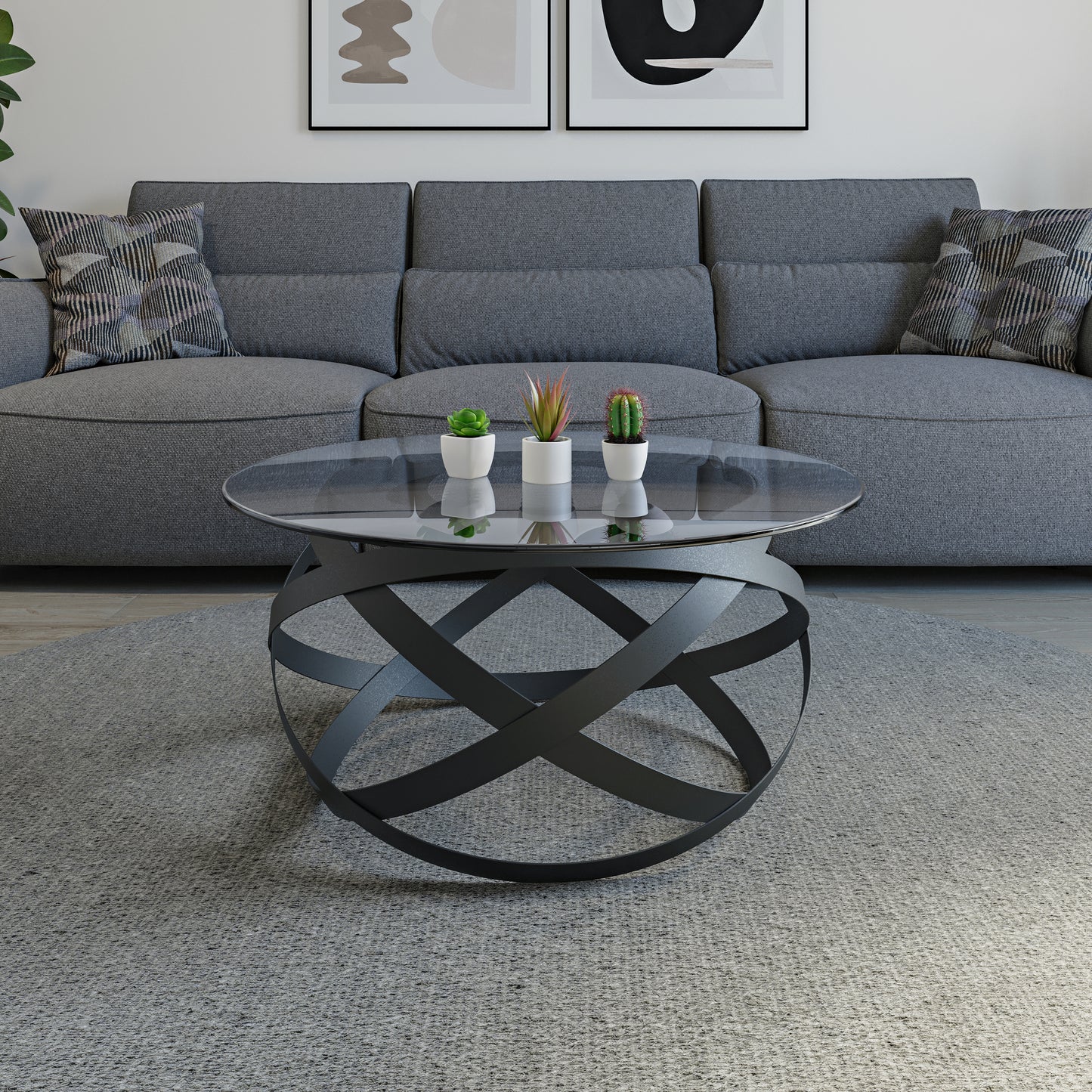 Firenze (Vetro Light Grey, Nero)