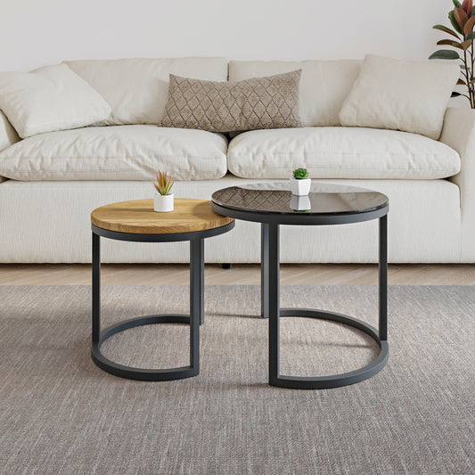 Modena (Vetro Dark Grey/Quercia, Nero)